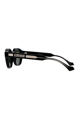 Gucci Gg 1730s 001 50 Erkek Oval Siyah Kemik Güneş Gözlüğü Siyah