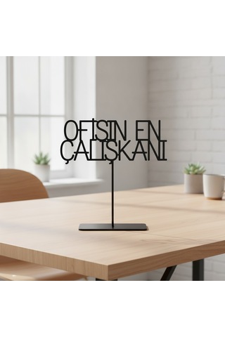 Ofisin En Çalışkanı Minimalist Siyah Metal Masa Üstü Dekoratif Obje - Modern Ofis Aksesuarı