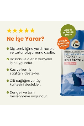 Kito Doğal Besi Kuzu Etli Kısırlaştırılmış Kedi Maması 2 KG