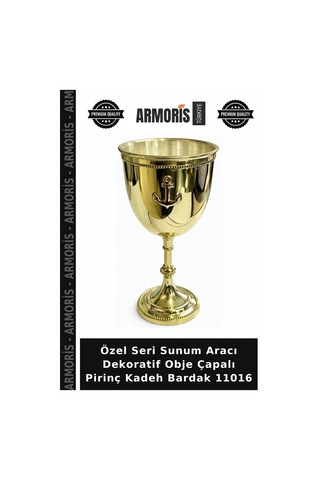 Özel Seri Sunum Aracı Dekoratif Obje Çapalı Pirinç Kadeh Bardak 11016 Çok Renkli