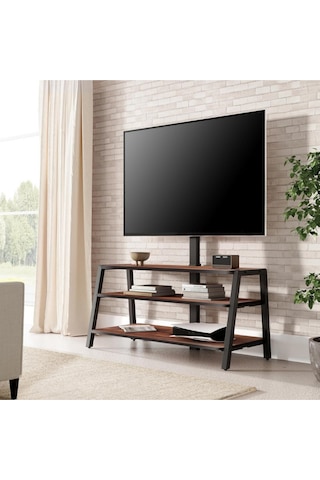 Fitueyes Tv Dolabı 37 70", 35 Kg Taşıma, Ayarlanabilir Yükseklik, 3 Ahşap Raf Tv Ünitesi Siyah