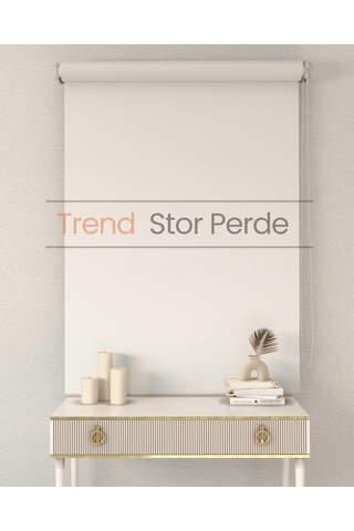 Ekru Etek Dilimli Zebra Stor Güneşlik Perde Kırık Ekru