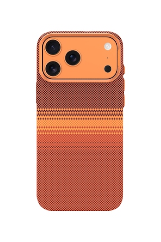 Piili Apple iPhone Uyumlu 17 Pro Max Kevlar Serisi Magsafe Kılıf Dokuma Turuncu