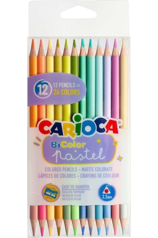 Carioca Çift Taraflı Kuru Boya Kalemi Pastel Renkler 12’li (24 Renk)