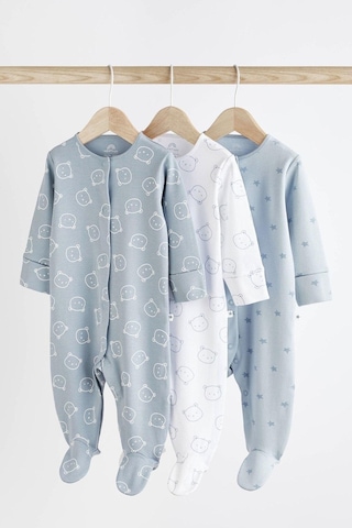 Next Baby Erkek Bebek % 100 Pamuklu Mavi Ayı Desenli 3lü Tulum Set Çok Renkli