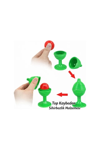 Yeşil Renk Sihirli Kupa Top Kaybetme Oyunu 7 Cm Çok Renkli