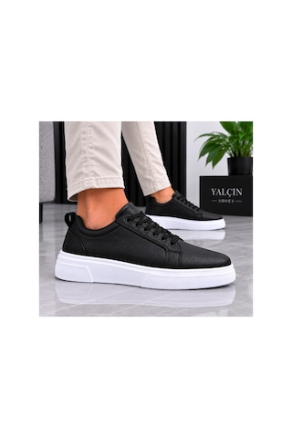 Yalçın Erkek Casual Bağcıklı Ortopedik Rahat Kaymaz Taban Sneaker Ayakkabı Siyah - 919615758 Siyah