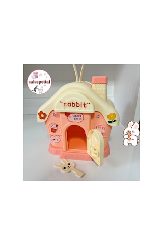 Kawaii Tavşan Ev Kumbara Kilitli Ev Kumbara Para Kawaii Tavşan Ev Kumbara Sticker Hediyeli