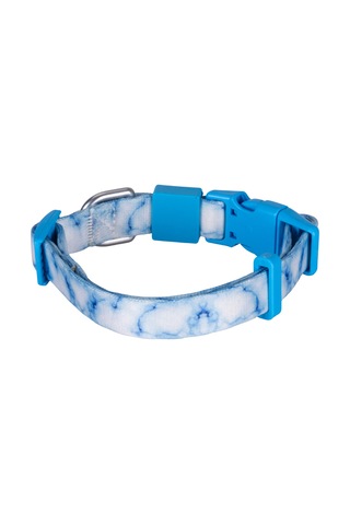 Swissplus Urban Paws Sky Marble Recycled Köpek Tasması - 15 Mm Beyaz - Mavi