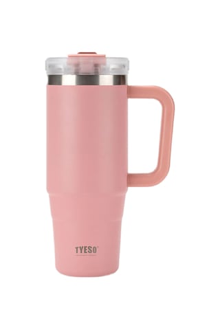 Tyeso Qq Termos Sızdırmaz Pipetli Çift Duvarlı Vakumlu 900ml Pembe