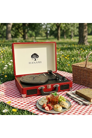 Hanami Hem Şarjlı Hem Bluettoh'lu Tüm Plakları Çalabilen Pikap Kırmızı