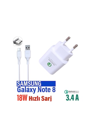 Samsung Galaxy Note 8 Uyumlu Hızlı Şarj Aleti Ve Kablosu 18w 3.4a