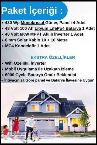 Bağ Evi Premium Lityum Bataryalı Solar Hazır Paket Sistem 6kwp
