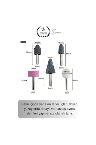 Premium 5 Parça Hobi Gravür Taşlama Ucu Mini Metal Ahşap Oyma Seti Parlatma Zımparalama Fırçalama