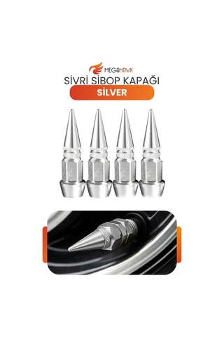 Sivri Sibop Kapağı Silver Metal 4 Lü Set Universal Lastik Sibop Koruyucu Kapak