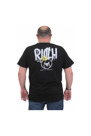 Moc Grande Mocgrande Erkek Büyük Beden Sıfır Yaka Tişört Rich 24134 Sıyah-Sıyah Siyah