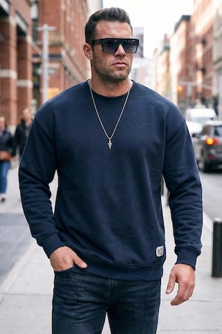 Buratti Regular Fit Bisiklet Yaka Pamuklu Içi Tüylü Yumuşak Şardonlu Erkek Sweat 5905255 Koyu Lacivert