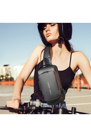 Fosenze Erkekler İçin Çok Fonksiyonlu Çapraz Çanta, Usb Şarj Portlu, Hırsızlığa Karşı Kilitli, Su Geçirmez, Siyah Çok Renkli