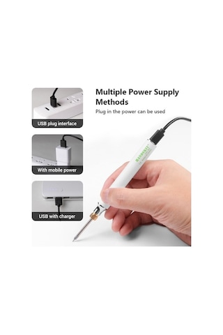 Ganzhoushop W V Usb Teli Standı Sıcaklık Şarj Lehimleme Lehim Kiti İle Havya Havya Handskıt Elektrikli Ayarlanabilir 8 5 Zi