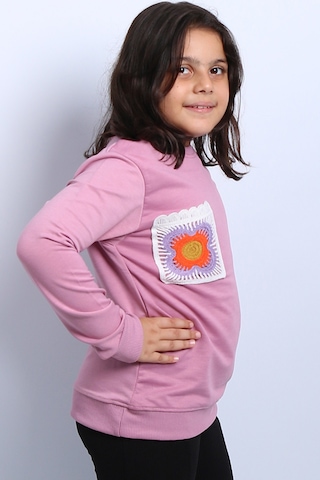 Kız Çocuk Sweat Ribanalı Cepli C43 Pembe