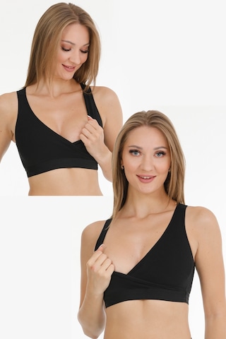 Parlingerie Emzirme Sporcu Büstiyeri 2li Set Siyah-siyah