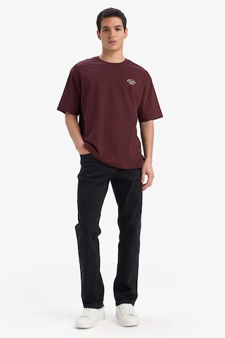 Defacto Boxy Fit Bisiklet Yaka Sırt Baskılı Kısa Kollu Tişört E9526ax25aubr230 Bordo