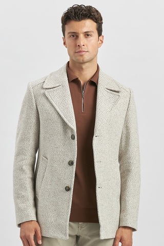 İmza Kaşe Kırlangıç Yaka Desenli Astarlı Slim Fit Dar Kesim Klasik Mont 1007245150-açık Bej Açık Bej