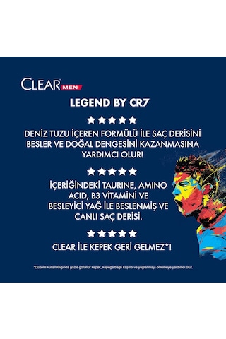 Clear Men Kepeğe Karşı Etkili Şampuan Legend By CR7 Cristiano Ronaldo 350 ML