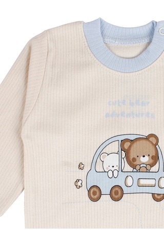By Bebekodam Erkek Bebek Mavi Yeşil Ayıcık Baskılı Pijama Takımı
