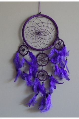Üç Gözlü Mor Rüya Kapanı / Dreamcatcher (16,5 Cm Çap)