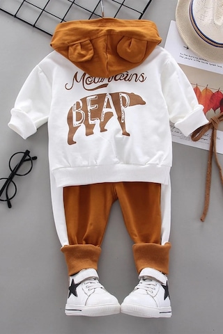 Mai Perla Bear Desenli 2'li Bebek Takım Beyaz - Siyah