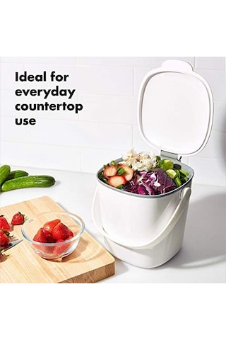 Good Grips Kompost Kovası, Beyaz, Koku Geçirmez Çöp Kutusu, Mutfak İçin, 2,8 L 6998