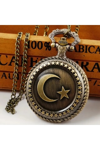Türk Bayraklı Köstekli Cep Saati Eskitme Antika Zincirli Nostaljik Hediye Saat, Öğretmenle Günü, Doğum Günü