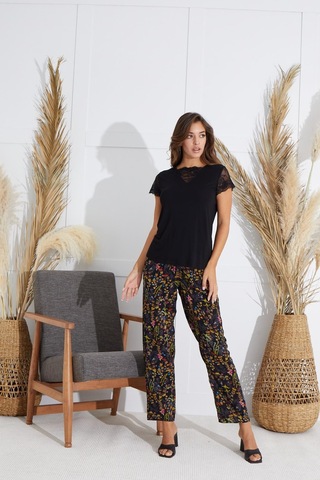 Sevim Kadın Kısa Kol Siyah Pijama Takım C7t8n551 001