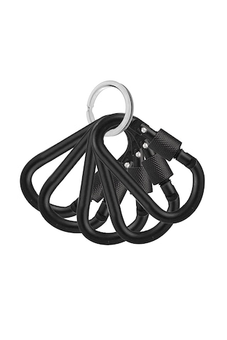 Microcase Vidalı Kilitli Karabina Askı 5.5 Cm - Çok Amaçlı D Tipi Kamp Anahtarlık Çanta Kampçılık Ekipman Sabitleme Kancası Siyah 5 Adet - Al5886