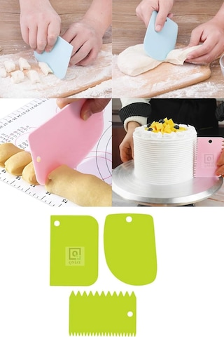 Qniay 3lü Set Hamur Kesme Ve Kazıma Aparatı Hamur Pasta Börek Kek Çörek Şekillendirici Kesici Kazıyıcı Set Genel