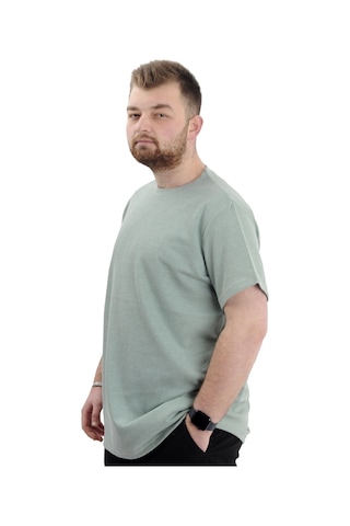 Mode Xl Büyük Beden Erkek T-shirt Bisiklet Yaka Waffle 20033 Çağla Çağla Yeşili