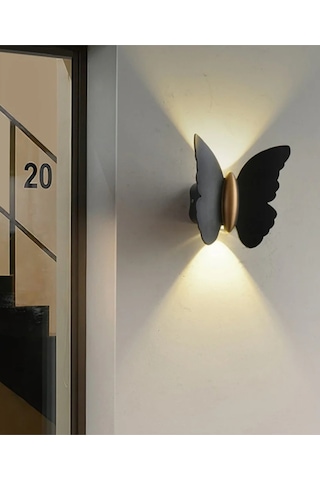 Modern Duvar Power Iç Ve Dış Mekan Aplik Butterfly Led Aplik Siyah Gövde Gün Işığı Kelebek Aplik Siyah