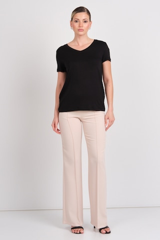 Moda İlgi Kadın Yüksek Bel İspanyol Paça Pantolon 4042 Taş Taş