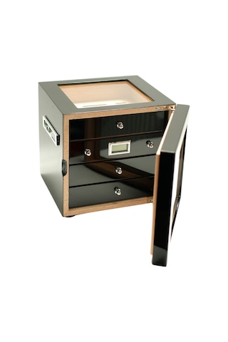 Premiumquality Recoleta Siyah Sedir Humidor Puro Kutusu - Tr9641