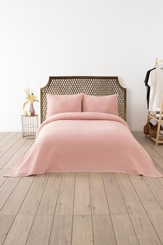 Waffle Çift Kişilik Pike Seti Pudra 200x220 Cm Genel