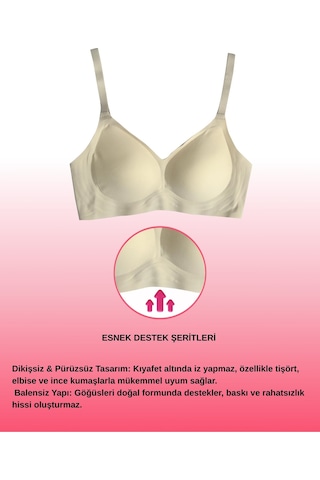 Alya Underwear Kadın Lazer Kesim Dikişsiz Çıkarılabilir Pedli Hayalet Sütyen Siyah Taş Rengi