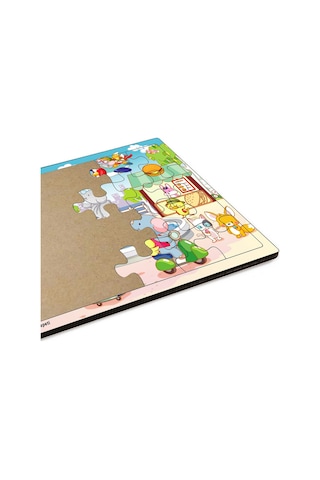 Sevimli Hayvanlar Şehirde  3-9 Yaş Için 24 Parçalı Ahşap Puzzle Y