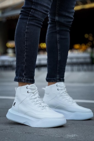 Ba0318 Bağcıklı Erkek Yüksek Taban Beyaz Spor Bot Renklı