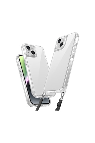 Nourthkiingdom Apple Uyumlu iPhone 13 Kılıf Airbagli Takılabilir Askı Aparatlı Nrtk Snap Silikon Kapak - Şeffaf Şeffaf