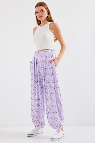 6665 Desenli Şalvar Pantolon - Lila Li La