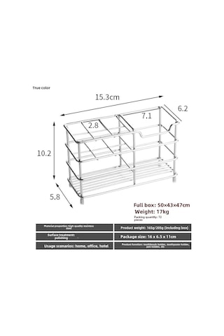 Reedark Stainless Steel Banyo Diş Fırçası Tutucu - Elektrikli Diş Fırçası İçin 6 Bölmeli, Delme Yok Kurulum, Organize Depolama Rafı Diğer