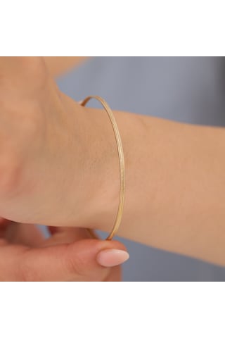 925 Ayar Altın Mikron Kaplama Ajda Desenli Ajda Bilezik - Bv00108 Gold