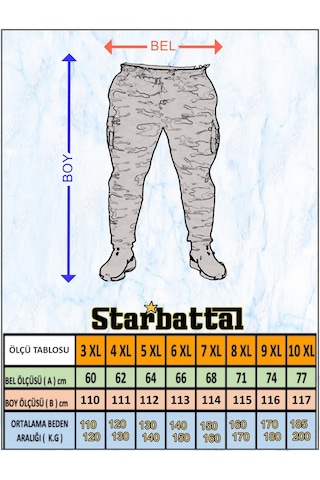 Starbattal Büyük Beden Fermuarlı Eşofman Altı 3Ip 11517 Lacıvert-Lacivert