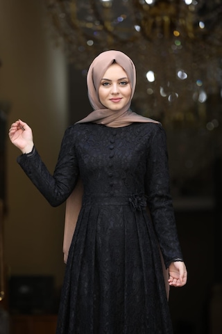 İbrahim Burak Etiler Collection Ahunisa Henna Abiye Siyah 5646
